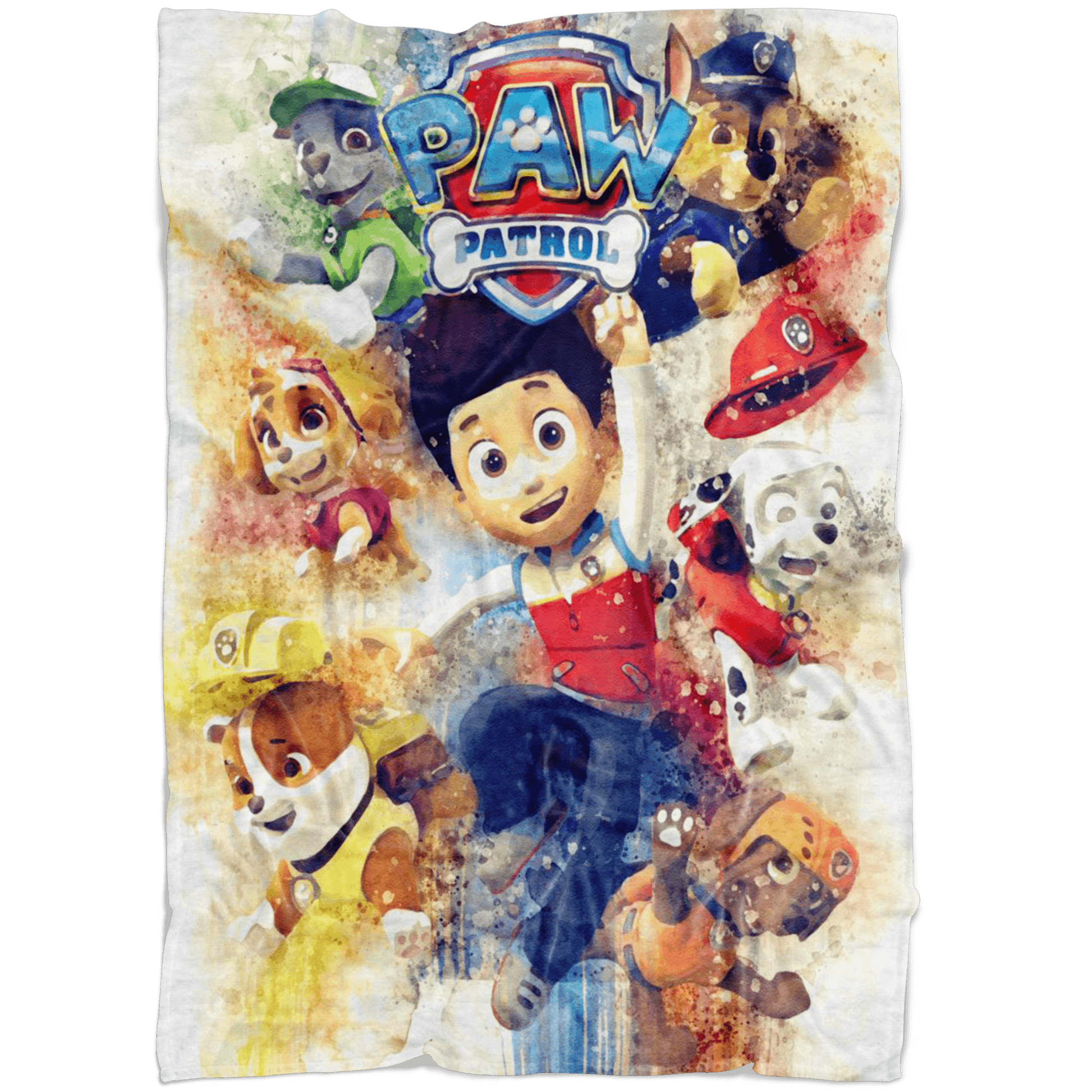 Paw Patrol Fleece Blanket Artistic Watercolor White Blanket - Lusy Store