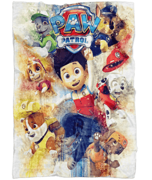 Paw Patrol Fleece Blanket Artistic Watercolor White Blanket - Lusy Store