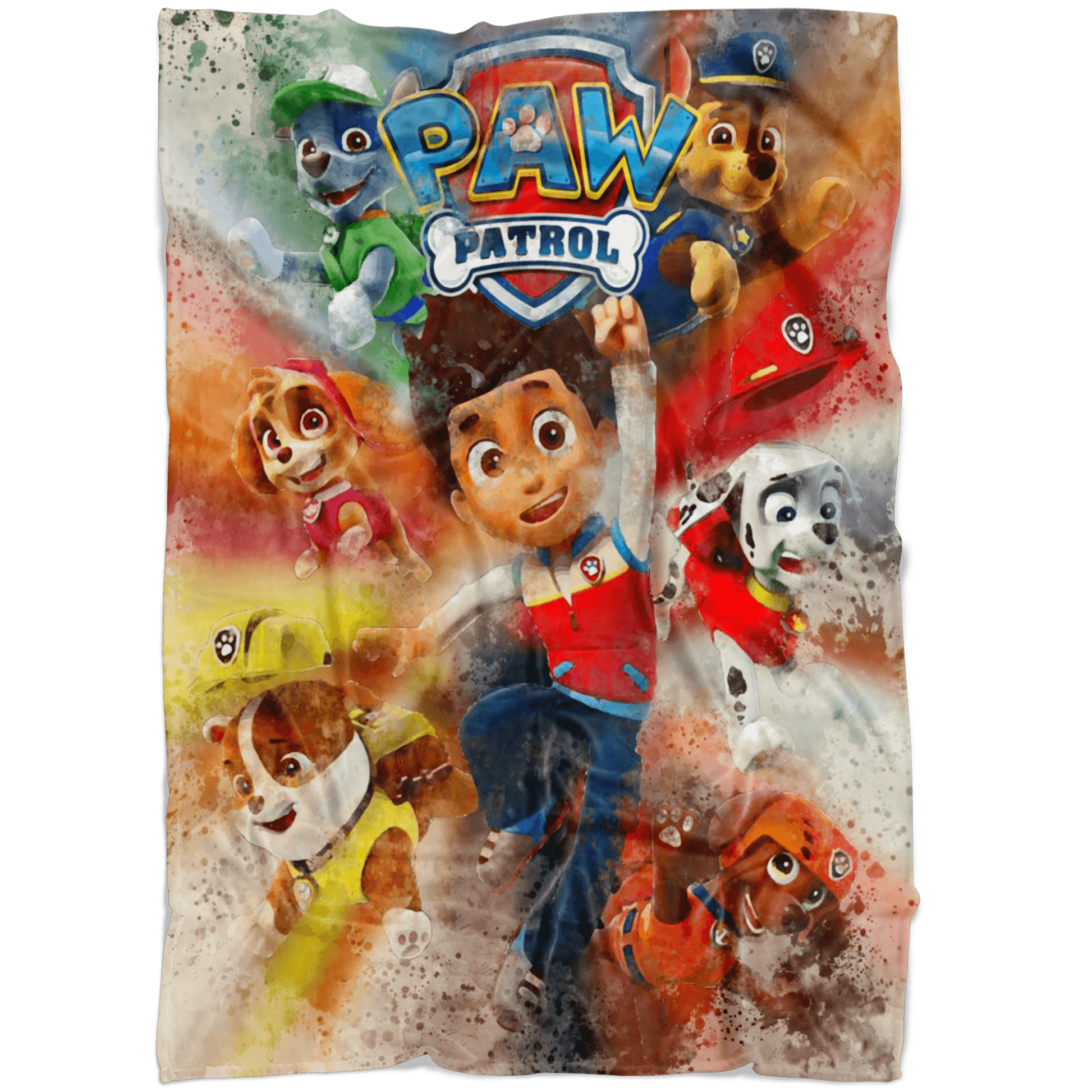 Paw Patrol Fleece Blanket Watercolor Colorful Blanket - Lusy Store