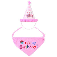 Pet Cat Dog Birthday Headwear Caps Hat Party Costume PINK as show United States