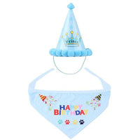 Pet Cat Dog Birthday Headwear Caps Hat Party Costume Sky Blue as show United States