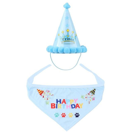 Pet Cat Dog Birthday Headwear Caps Hat Party Costume Sky Blue as show United States
