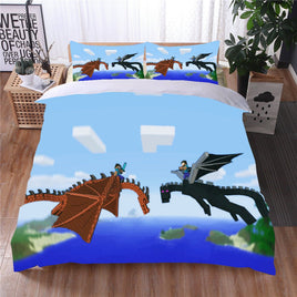 Phantoms Minecraft Bed Sheets Sky Blue How Train Your Dragon Duvet Covers Twin Full Queen King Bed Set - Lusy Store