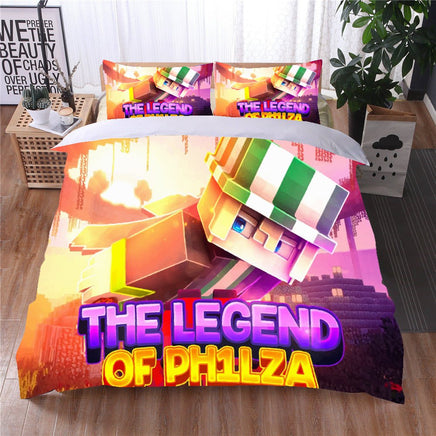 Philza Minecraft Bed Sheets The Legend Of Ph1lza Duvet Covers Twin Full Queen King Colorful Bed Set - Lusy Store