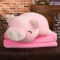 Pig Stuffed Animal Doll Lying Soft Plush Hand Warmer Blanket Kids Comforting Gift - Lusy Store
