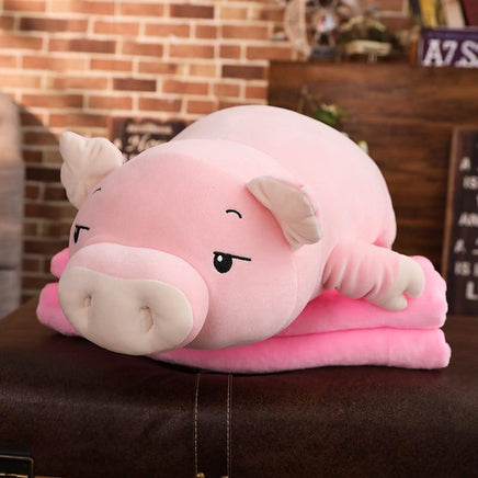 Pig Stuffed Animal Doll Lying Soft Plush Hand Warmer Blanket Kids Comforting Gift - Lusy Store