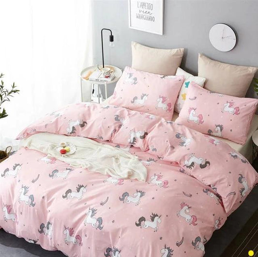 Pink Unicorn Bedding Sets Duvet Cover Embroidery Kids Bedding Sets Twin/Queen/King Size - Lusy Store