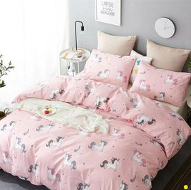 Pink Unicorn Bedding Sets Duvet Cover Embroidery Kids Bedding Sets Twin/Queen/King Size Dot Yellow