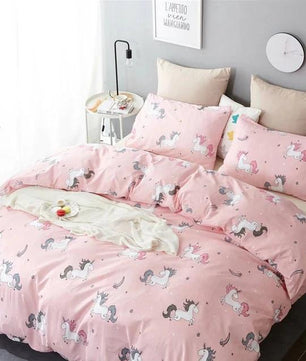Pink Unicorn Bedding Sets Duvet Cover Embroidery Kids Bedding Sets Twin/Queen/King Size - Lusy Store