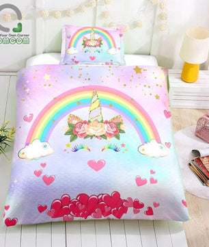 Pink Unicorn Head Smiling Bedding Sets Duvet Cover Kids Bedding Sets 100% Microfiber Twin/Full/Queen/King Size - Lusy Store