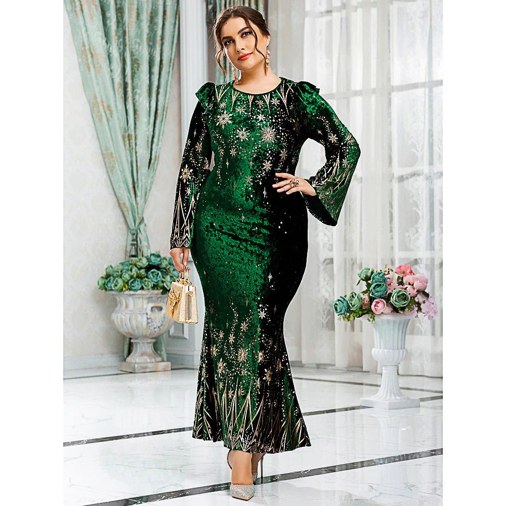 Plus Size Prom Dresses Chic Elegant Luxury Bodycon Green Oversized Long Evening Party D429 - Lusy Store