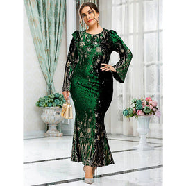 Plus Size Prom Dresses Chic Elegant Luxury Bodycon Green Oversized Long Evening Party D429