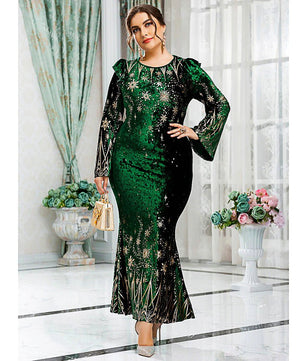 Plus Size Prom Dresses Chic Elegant Luxury Bodycon Green Oversized Long Evening Party D429 - Lusy Store