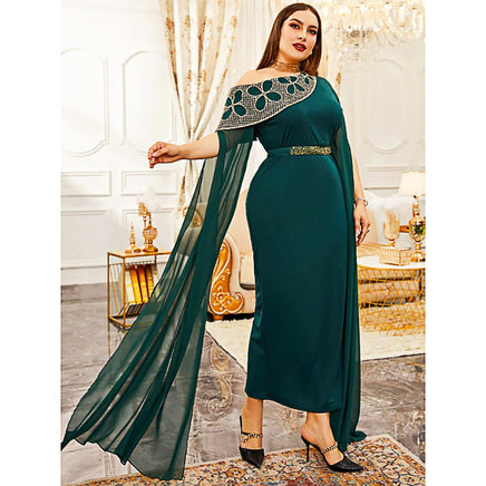 Plus Size Prom Dresses Elegant Green Bodycon Evening Party Festival Long Oversized D434 - Lusy Store