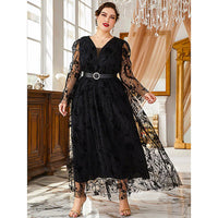 Plus Size Prom Dresses Off Shoulder Sequins Mesh Patchwork Prom Elegant Luxury Evening Party Garment D433 Black 2