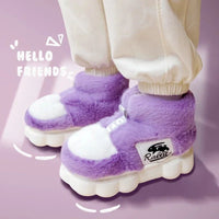 Plush Slippers Cotton Warm Shoes Plush Lining Indoor Couple Slides Platform High Top Home Slippers