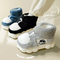 Plush Slippers Cotton Warm Shoes Plush Lining Indoor Couple Slides Platform High Top Home Slippers
