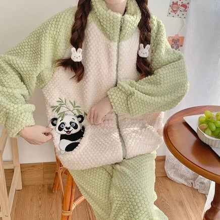 Pochacco Pajamas Kawaii Sanrio Cute Girl Coral Fleece Thicken Keep Warm Tracksuit Set - Lusy Store LLC