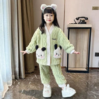 Pochacco Pajamas Set Kawaii Sanrio Girls Coral Velvet Cute Cartoon Casual Warm - Lusy Store LLC