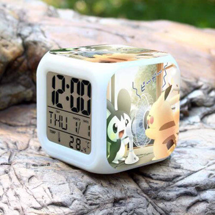 Pokemon Alarm Clock Digital LED 7 Colors Change Night Light For Kids A33 8cm x 8cm x 8cm Light Yellow Black