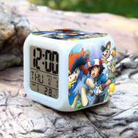 Pokemon Alarm Clock Digital LED 7 Colors Change Night Light For Kids A33 8cm x 8cm x 8cm Blue Red