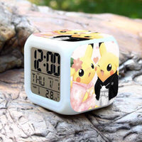 Pokemon Alarm Clock Digital LED 7 Colors Change Night Light For Kids A33 8cm x 8cm x 8cm Yellow Black