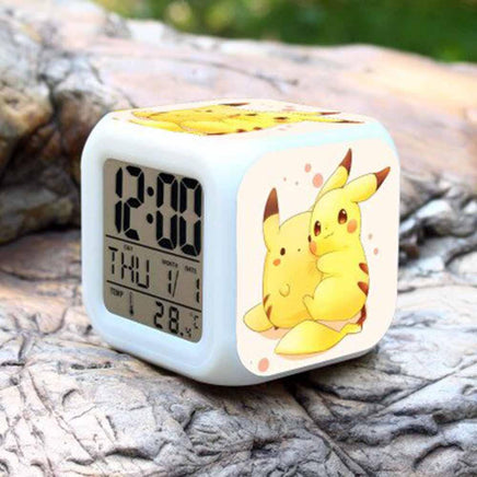 Pokemon Alarm Clock Digital LED 7 Colors Change Night Light For Kids A33 8cm x 8cm x 8cm Yellow Pink