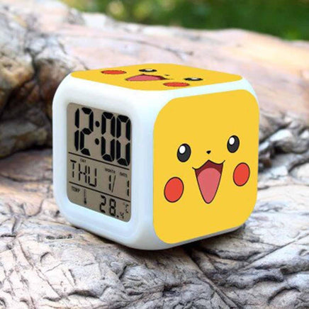 Pokemon Alarm Clock Digital LED 7 Colors Change Night Light For Kids A33 8cm x 8cm x 8cm Yellow Red