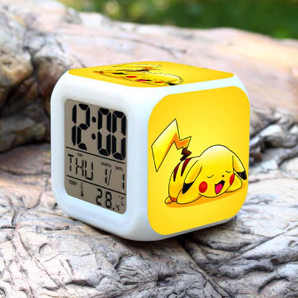 Pokemon Alarm Clock Digital LED 7 Colors Change Night Light For Kids A33 8cm x 8cm x 8cm Yellow