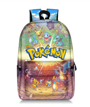 Pokemon Backpack Pikachu Anime Squirtle Travel Bag Teenagers Boys Girls Kawaii Knapsack Students Backpack For School B96 - Lusy Store