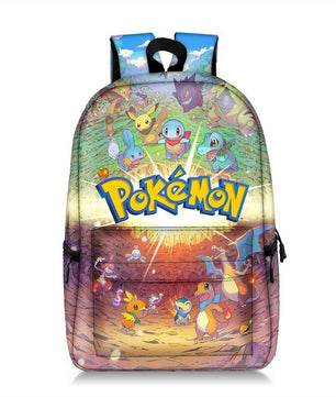 Pokemon Backpack Pikachu Anime Squirtle Travel Bag Teenagers Boys Girls Kawaii Knapsack Students Backpack For School B96 - Lusy Store