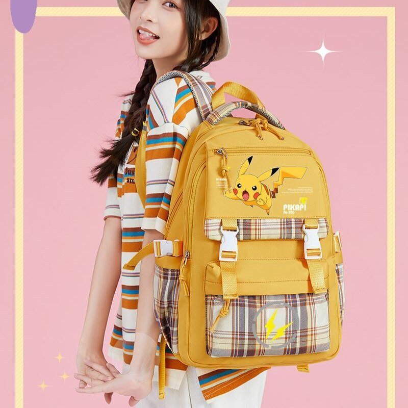 Pokemon Backpack Pikachu Students Primary And Middle Backpack For School Men And Women Animation Peripheral Leisure Travel B98 - Lusy Store