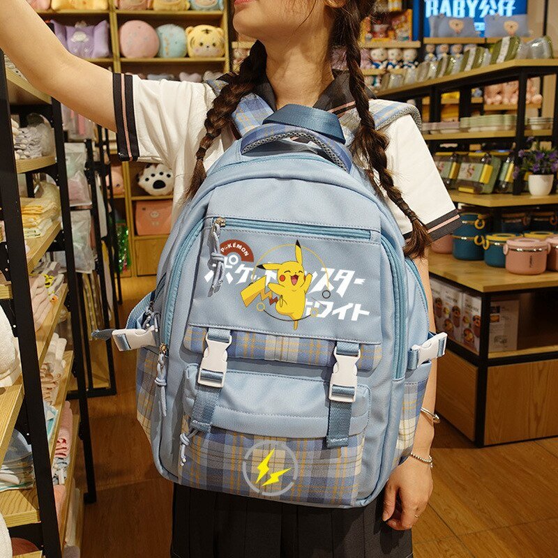 Pokemon Backpack Pikachu Students Primary And Middle Backpack For School Men And Women Animation Peripheral Leisure Travel B98 - Lusy Store