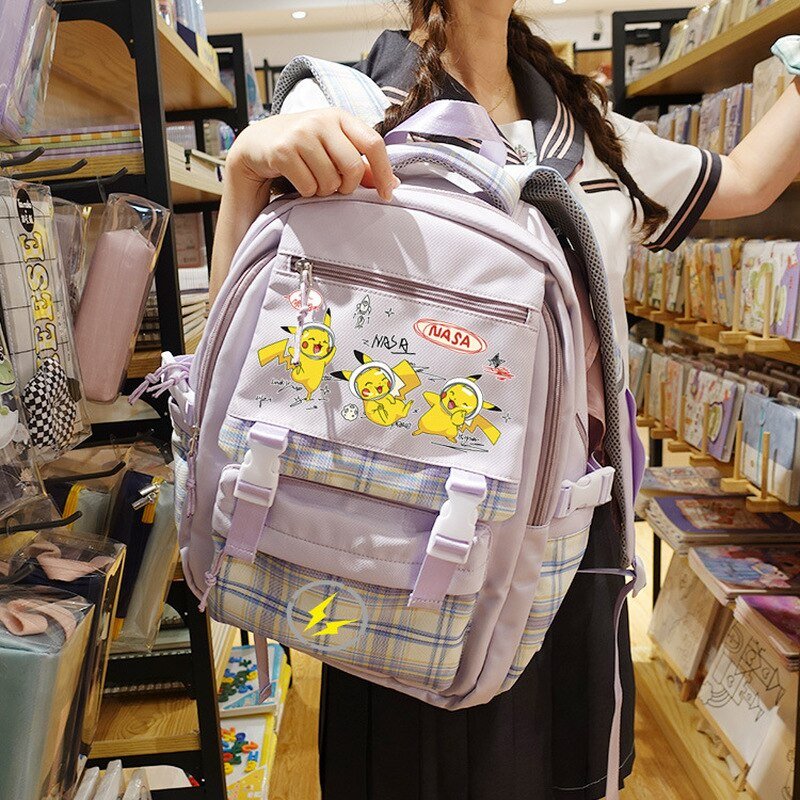 Pokemon Backpack Pikachu Students Primary And Middle Backpack For School Men And Women Animation Peripheral Leisure Travel B98 - Lusy Store