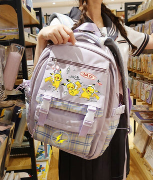 Pokemon Backpack Pikachu Students Primary And Middle Backpack For School Men And Women Animation Peripheral Leisure Travel B98 - Lusy Store