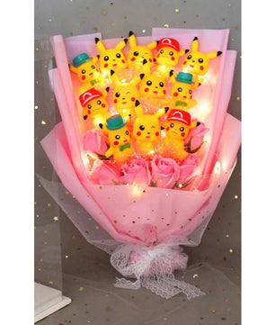 Pokemon Bouquet Figures Model Pikachu Soap Flower Gifts - Lusy Store LLC