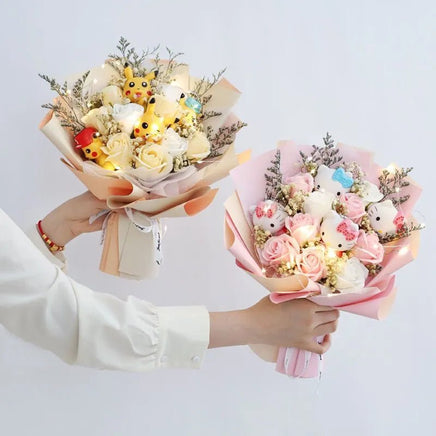 Pokemon Bouquet Kawaii Plush Cartoon Pikachu Flower Bouquet