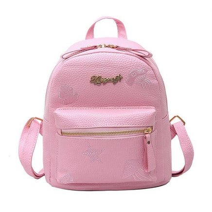 Preppy Style Women Backpack Mini PU Leather Backpack Schoolbags Pink United States