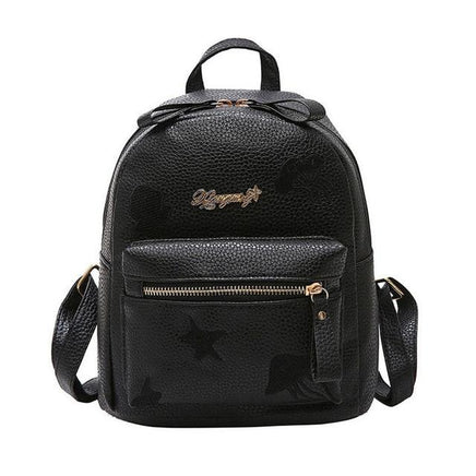 Preppy Style Women Backpack Mini PU Leather Backpack Schoolbags Black United States