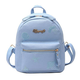 Preppy Style Women Backpack Mini PU Leather Backpack Schoolbags Sky Blue United States