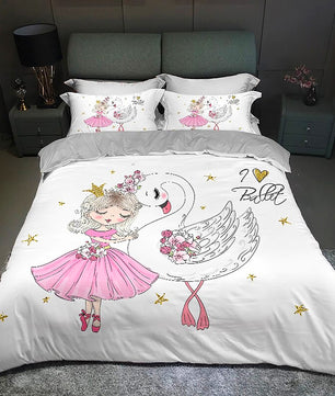 Princess Bed Lovely Kids Bedding Set Soft Quilt Cover For Girls D549 - Lusy Store