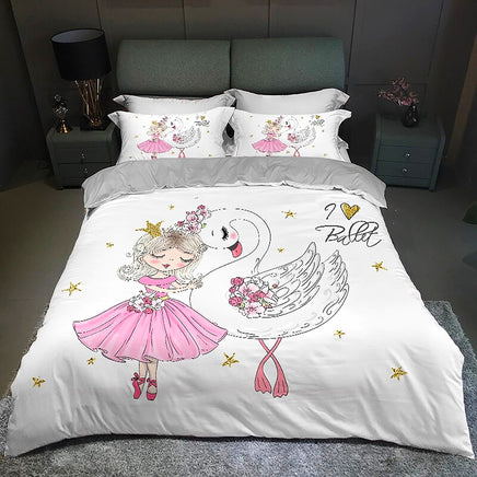 Princess Bed Lovely Kids Bedding Set Soft Quilt Cover For Girls D549 - Lusy Store