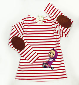 Masha And Bear Long Sleeve Striped Girls T-Shirt - Lusy Store