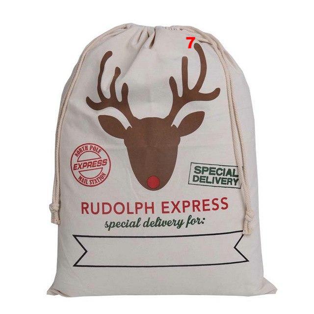 Gift Bag Christmas Red Drawstring Canvas Santa Sack Rustic Vintage - Lusy Store