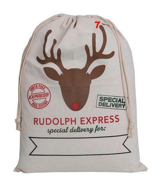 Gift Bag Christmas Red Drawstring Canvas Santa Sack Rustic Vintage - Lusy Store
