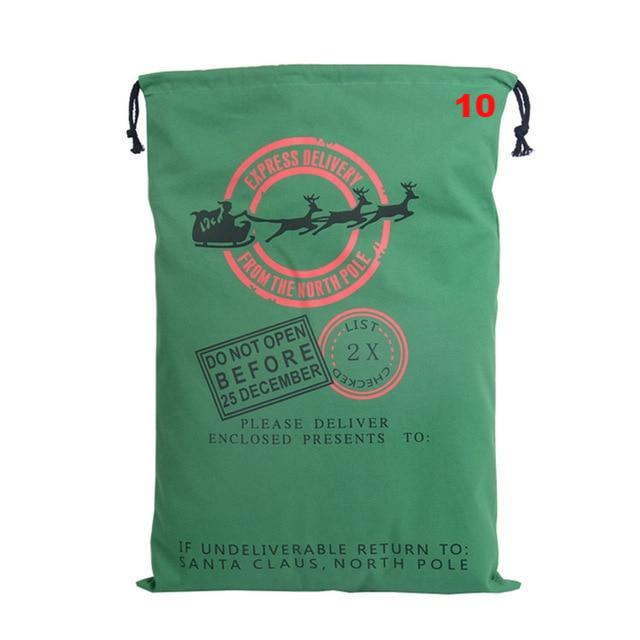 Gift Bag Christmas Red Drawstring Canvas Santa Sack Rustic Vintage - Lusy Store