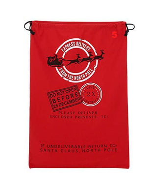 Gift Bag Christmas Red Drawstring Canvas Santa Sack Rustic Vintage - Lusy Store