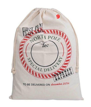 Gift Bag Christmas Red Drawstring Canvas Santa Sack Rustic Vintage - Lusy Store