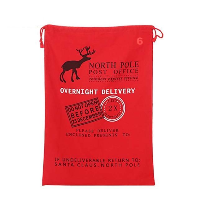 Gift Bag Christmas Red Drawstring Canvas Santa Sack Rustic Vintage - Lusy Store