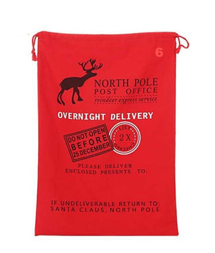 Gift Bag Christmas Red Drawstring Canvas Santa Sack Rustic Vintage - Lusy Store